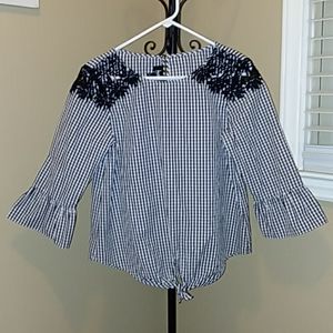 by & by Black and White Check Blouse Size L